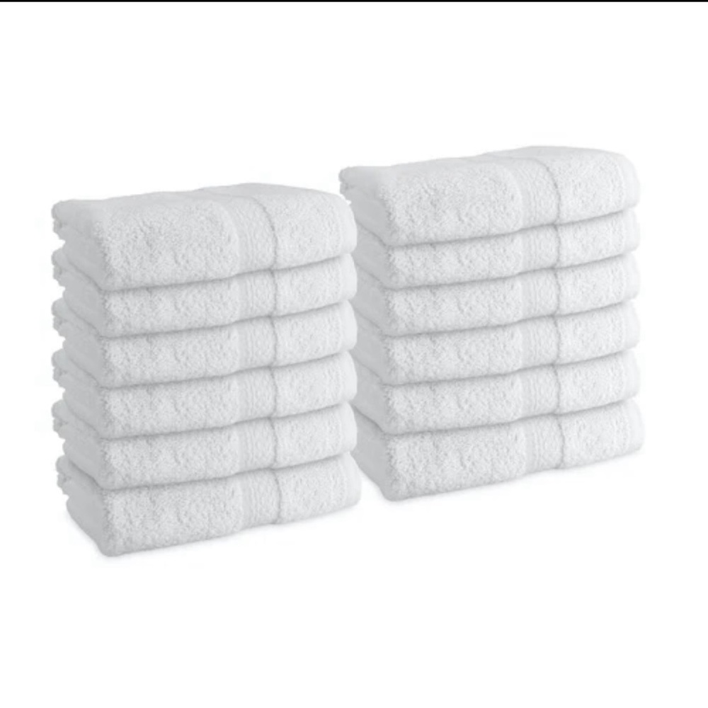 Admiral Hospitality Hand Towels, 16x27, White Blended Cotton 24 count